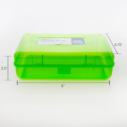 Plastic Pencil Case Utility Storage Box, Bright Color, Multi Purpose Organizer for Pens Pencils, 4-Pack