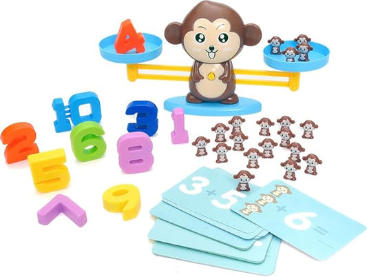 Balancing Monkey Number Counting Math Game for Toddlers, STEM Learning Game for Kids, Fun Educational Gifts Toys for Boys Girls Ages 3 4 5 6 7+ (64 Pieces) Montessori Toy