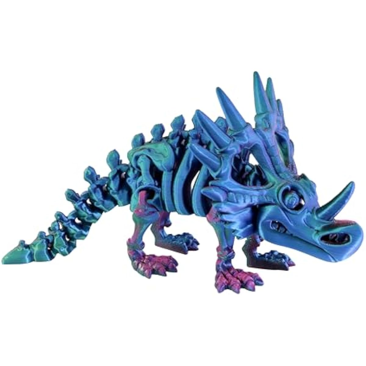 PowerTRC 3D Printed Skeleton Styracosaurus – Prehistoric Collectible Articulating Dinosaur 3D Figurine Desk Decoration for Teens and Adults, Made in USA