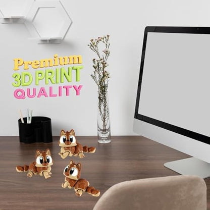 PowerTRC 3D Printed Articulated German Shepherd Fidget Toy 3 Pack – Flexible Cute Animal Desk Decor, Adult Stress Relief Collectible – 3D Printed in USA