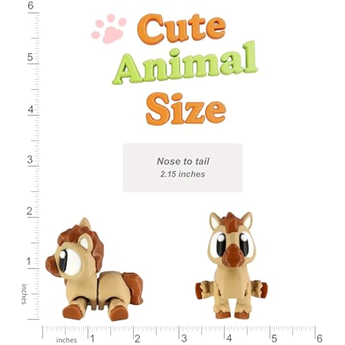 PowerTRC 3D Printed Articulated Horse Fidget Toy 3 Pack – Flexible Cute Animal Desk Decor, Adult Fidget Collectible – 3D Printed in USA