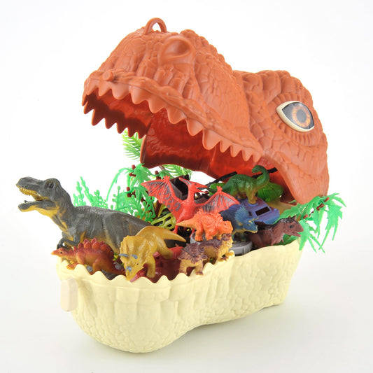 Dinosaur Toys, Military Dinosaurs Toy Figures with Weapons & Fences, 49PCS Dinosaur Toys for Kids 3-5, Army Vehicles Jurassic Dinosaur Park Toddler Dinosaur Figures w/ Storage Head & Play Mat