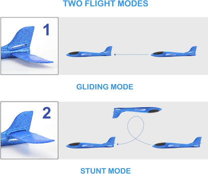 8 Pack Large 17.5” Foam Airplanes for Kids, 2 Flight Modes, Styrofoam Glider Planes, Throwing Flying Foam Airplane, Outdoor Sports Game Toys, Birthday Gifts for Girls 3-12 Years Old Boys