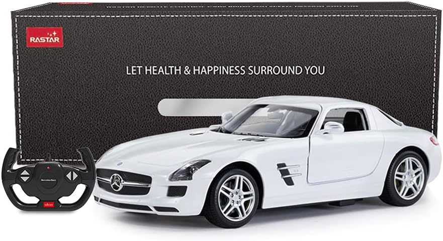 RASTAR Benz Remote Control Car |1:14 RC Mercedes Benz SLS AMG Model Car Toy Car for Kids, Open Doors by Manual - White 2.4GHz