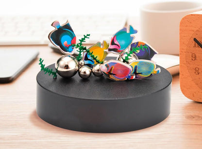Magnetic Desktop Sculpture (Aquarium) | Mini Magnetic Art Decoration for Desktop | Fun Stress Relief Office Gift (2 Sets)