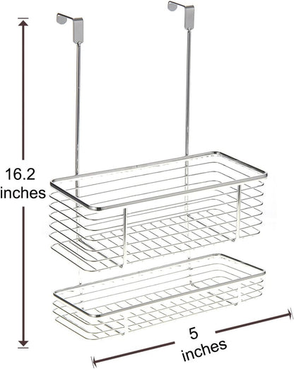 Chrome Storage with Two Shelves, Kitchen Organizer Basket, Over The Cabinet Rack