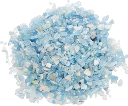Crystals Gem Stones Decorative Rocks for Vase, Tumbled Turquoise Crystal Chips Bulk Healing Stones Fish Tank Gravel Filler Vase Filler Plants Decor 1 lb