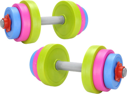 Dumbbell Toy Kids Workout Weights Set, Toddler Toy Pretend Play Lifting, Fitness & Exercise Gym Equipment, Fill Weights with Water or Sand, Beach Toys