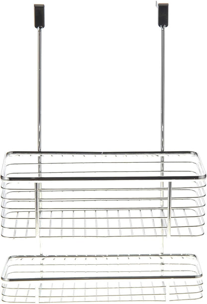 Chrome Storage with Two Shelves, Kitchen Organizer Basket, Over The Cabinet Rack