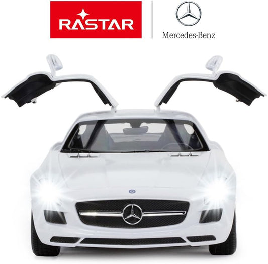 RASTAR Benz Remote Control Car |1:14 RC Mercedes Benz SLS AMG Model Car Toy Car for Kids, Open Doors by Manual - White 2.4GHz