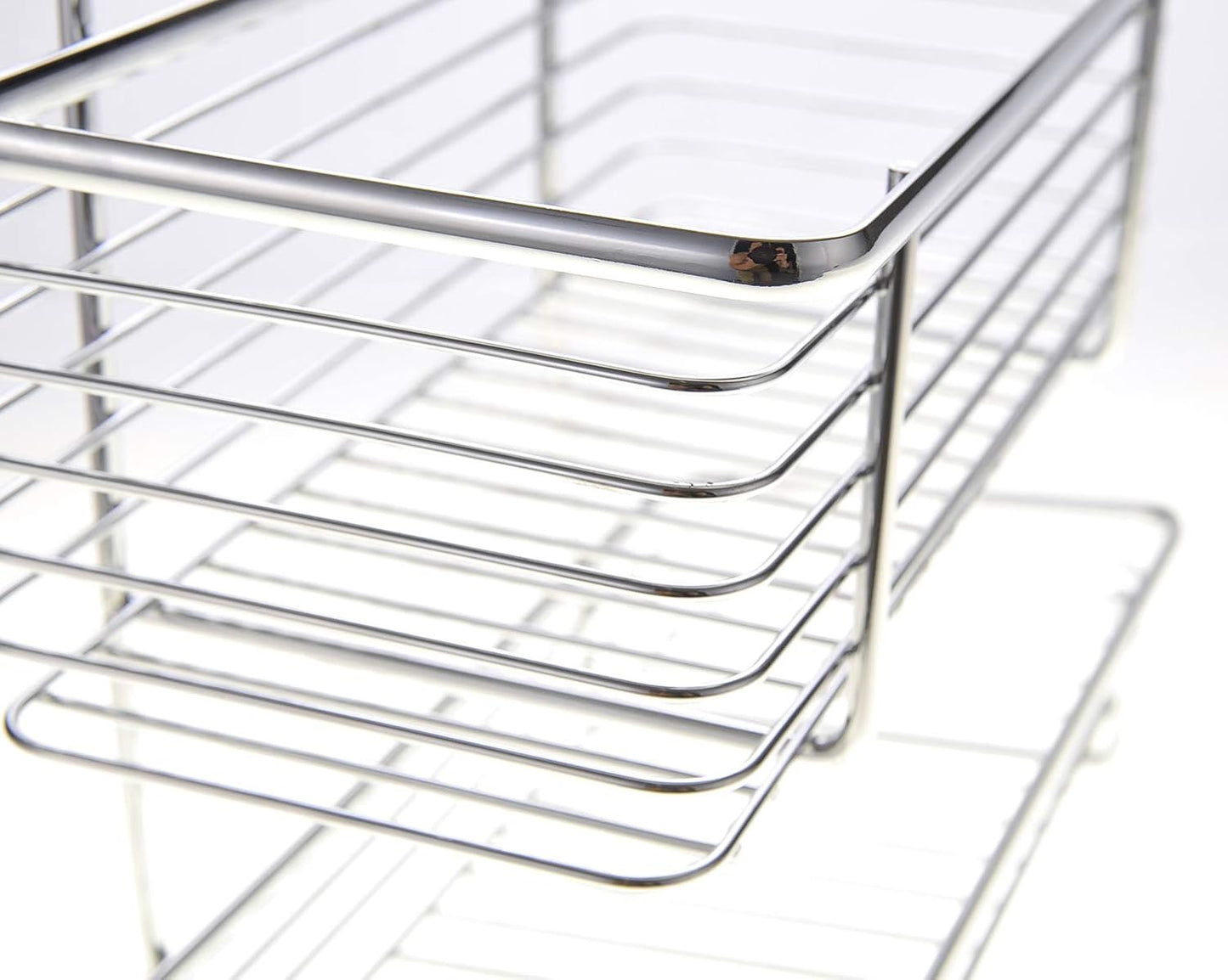 Chrome Storage with Two Shelves, Kitchen Organizer Basket, Over The Cabinet Rack