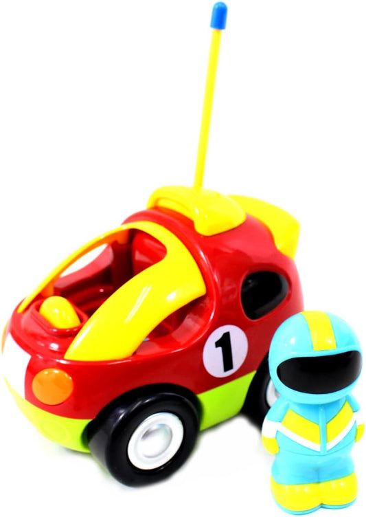Remote Control Cartoon Car for Kids | Cute and Fun RC Race Car with Lights and Music and A Detachable Driver