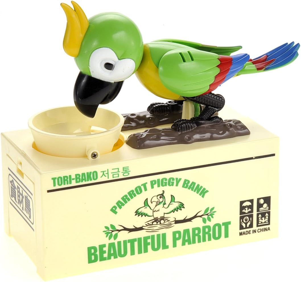 Parrot Coin Bank for Kids, Cute Money Bank for Boys and Girls, Savings Piggy Bank | Fun Gift for Kids and Adults