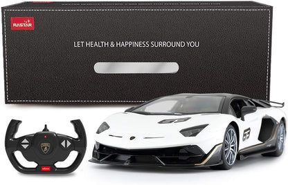 RASTAR Toy Lamborghini Car 1:14 Lamborghini Aventador SVJ Remote Control Model Car, Super RC Sport Racing Car for Kids Boys Gifts, 2.4GHz / White