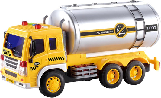 Push & Go Friction Powered Oil Truck Toy with Light and Sound | Realistic Play Oil Tanker Truck Toy Gift for Boys and Girls