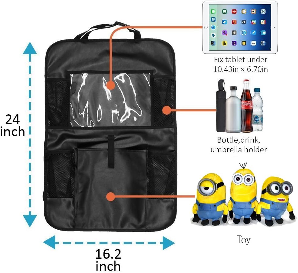 2 Packs Car Backseat Organizer | Car Seat Back Protectors With Storage Pockets And Clear Tablet Holder | Organize Travel Accessories And Bottle Drinks