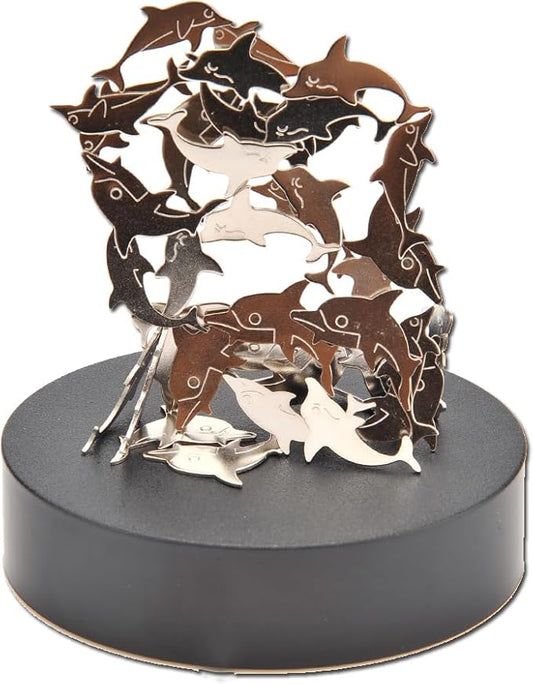 Magnetic Desktop Sculpture (Dolphins) | Mini Magnetic Art Decoration for Desktop | Fun Stress Relief Office Gift