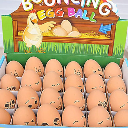 24 Pieces Realistic Bouncing Easter Eggs with Emoticon Faces | Bouncy Rubber Toy Food Pretend Eggs Playset | Fake Eggs Funny Prank Toys Party Favors Goodie Bag Fillers Or School Rewards