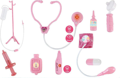 PowerTRC Doctor Nurse Pink Medical Kit | Playset for Kids | Pretend Play Doctor | Kids Medical Toys