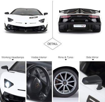 RASTAR Toy Lamborghini Car 1:14 Lamborghini Aventador SVJ Remote Control Model Car, Super RC Sport Racing Car for Kids Boys Gifts, 2.4GHz / White