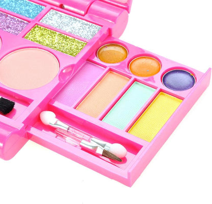 PowerTRC Washable Makeup Pretend Play Set for Kids | Fold-Out Cosmetic Kit with Mirror | Safe, Non-Toxic Toy Makeup Palette for Girls