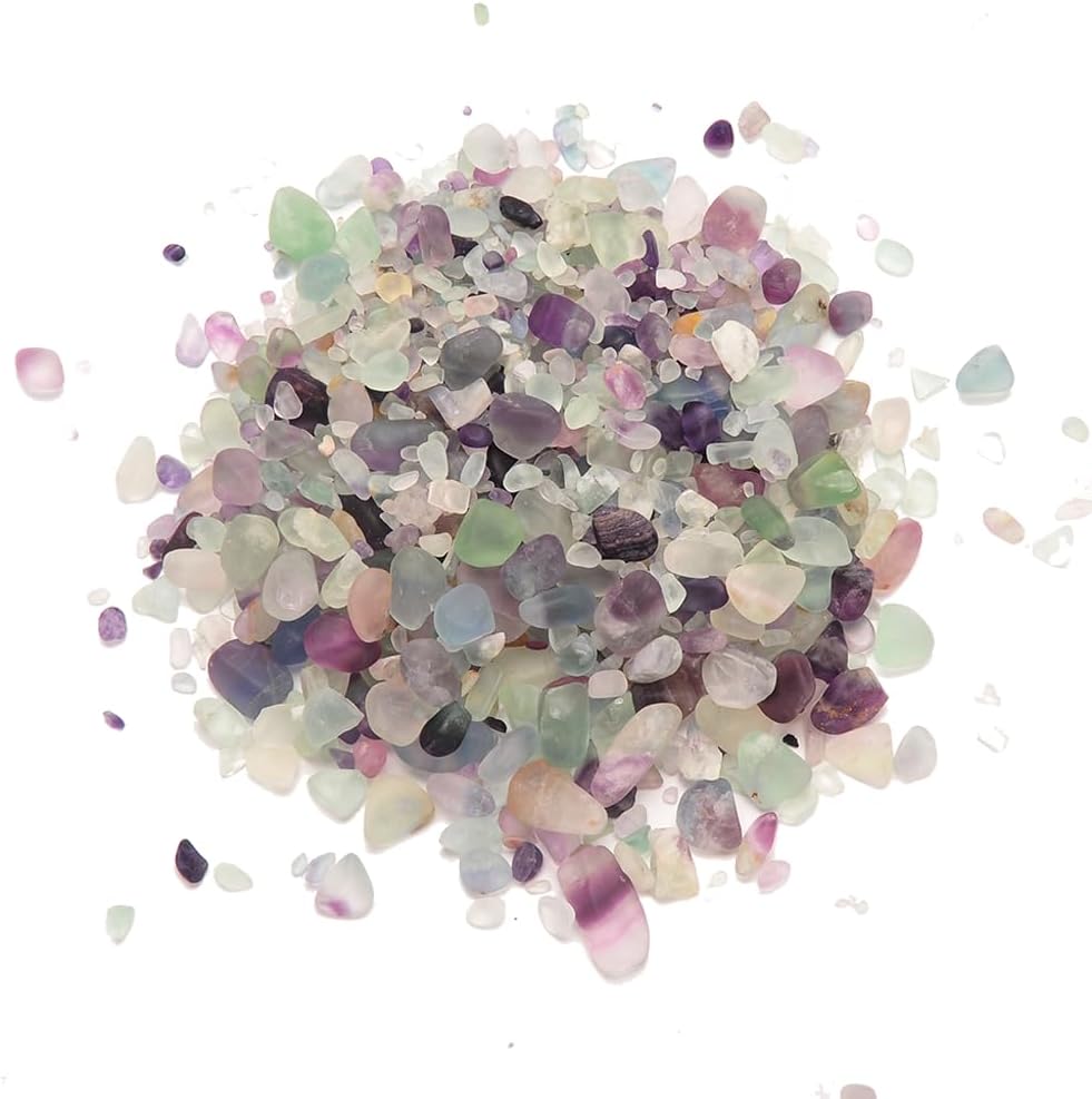 Crystals Gem Stones Decorative Rocks for Vase, Tumbled Turquoise Crystal Chips Bulk Healing Stones Fish Tank Gravel Filler Vase Filler Plants Decor 1 lb