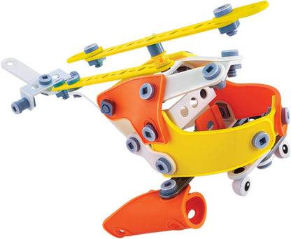 PowerTRC Take-A-Part Educational Construction Toy Model with Tools | Build Helicopter, Bulldozer, Racing Car, Van & Motorboat | Learning Playset for Boys & Girls