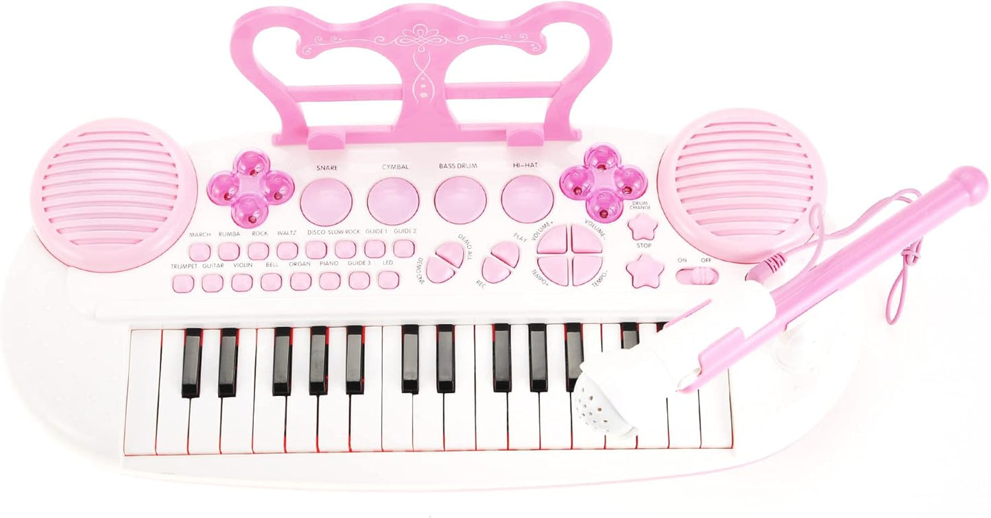 Piano Keyboard for Kids | 31 Keys | Fun Lights and Music | Comes with Microphone and Stand