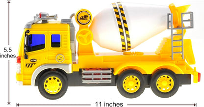 Push & Go Friction Powered Cement Truck Toy with Light and Sound | Realistic Play Mixer Construction Tanker Truck Toy Gift for Boys and Girls