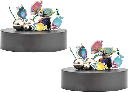 Magnetic Desktop Sculpture (Aquarium) | Mini Magnetic Art Decoration for Desktop | Fun Stress Relief Office Gift (2 Sets)