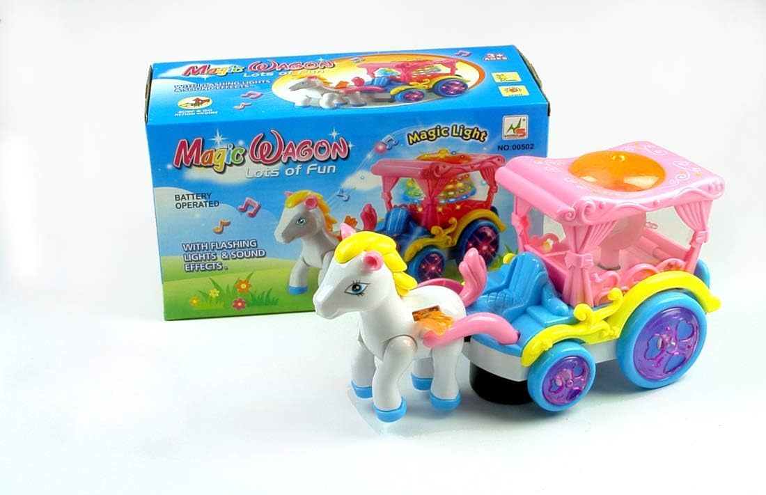 Walking Magic Pegasus Carriage Horse | Bump & Go Toy with Light & Music Sounds