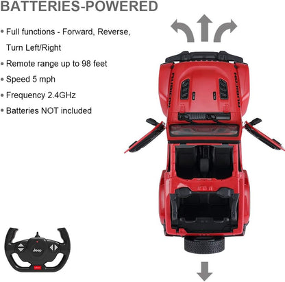 RASTAR Off-Road Remote Control Car, 1:14 Jeep Wrangler JL RC Off-Road Racing Vehicle Toy Car for Kids Adults, Spring Suspension/Door Open, 2.4Ghz RED