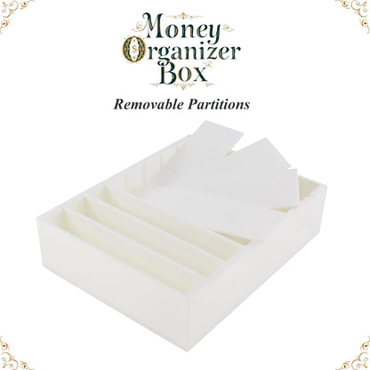Money Organizer for Cash – 8 Compartment Money Holder, Cash Organizer, Cash Holder, Cash Divider Box, Cash Tray (White)