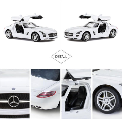 RASTAR Benz Remote Control Car |1:14 RC Mercedes Benz SLS AMG Model Car Toy Car for Kids, Open Doors by Manual - White 2.4GHz