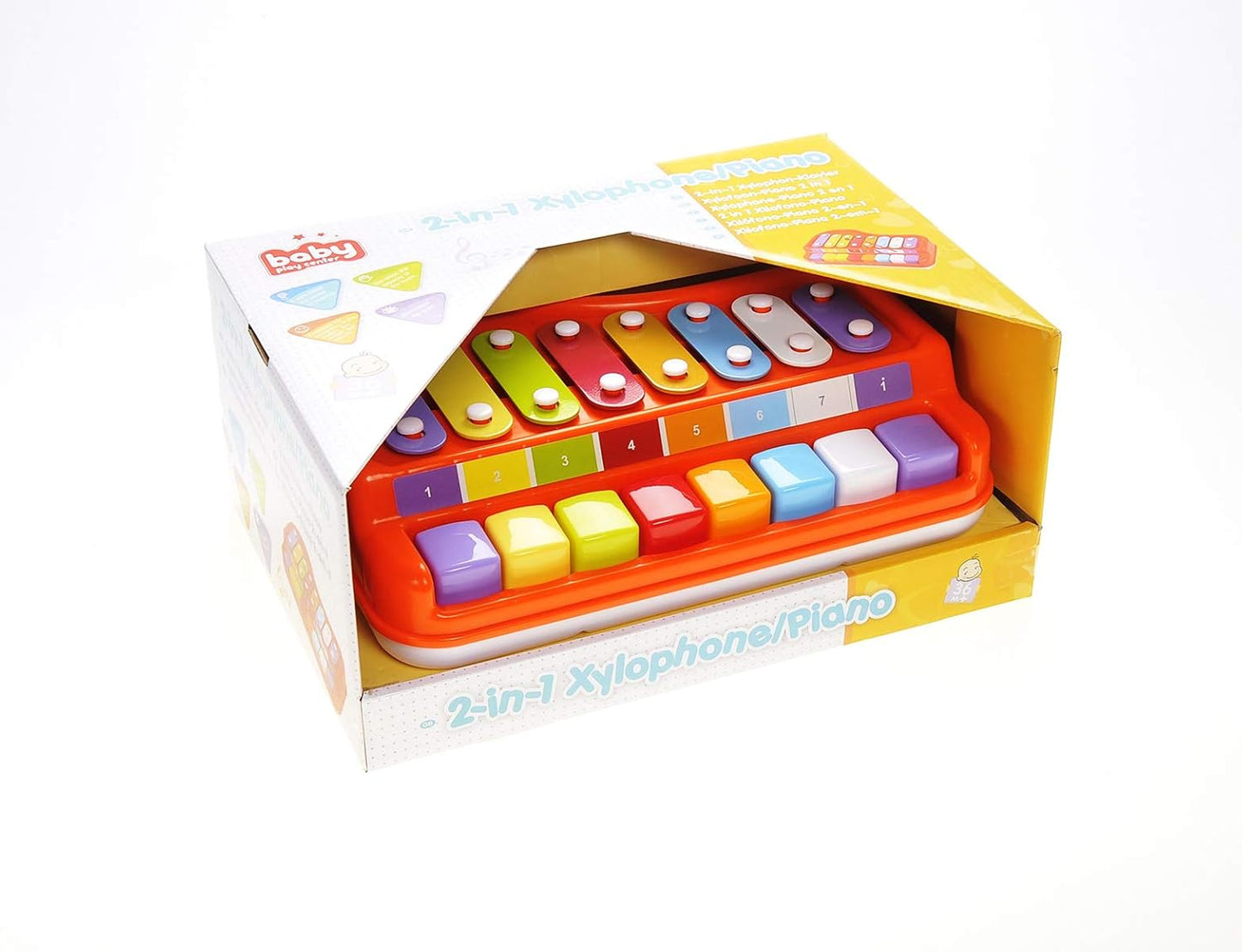 2in1 Large 12" X 8" Baby Piano Xylophone Toy for Toddlers – Large Piano Toy Musical Instrument with 8 Key Scales, Preschool Learning Educational Toy for Kids Boys and Girls