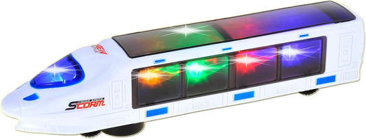 Electric 3D Lightning Bullet Train Toy, Automatic Driving Changes Directions on Contact with Lights, Sounds, Music, and Color Effects Toys for Boys, Girls Age 3 4 5 6 7