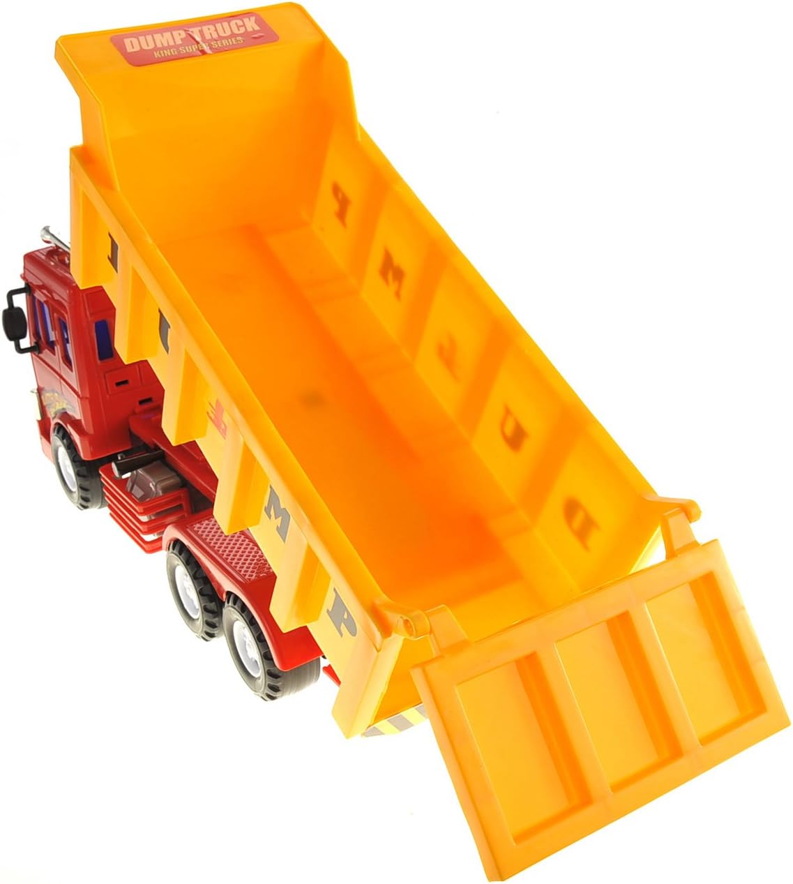 PowerTRC 15" Push & Go Dump Truck Toy | Realistic Friction Powered Dump Construction Truck for Kids Ages 3 Up