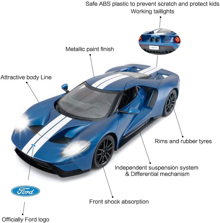 RASTAR RC Car | 1/14 Ford GT Remote Control RC Race Toy Car for Kids, Open Doors by Manual, Blue