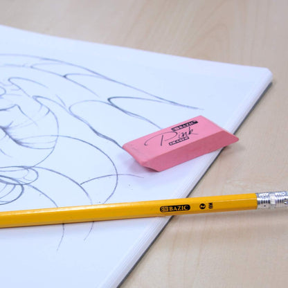 Pink Eraser, Latex Free Bevel Erasers, Large Size Block Erasers for Art Drawing School Office Kids Teachers (4/Pack), 1-Pack