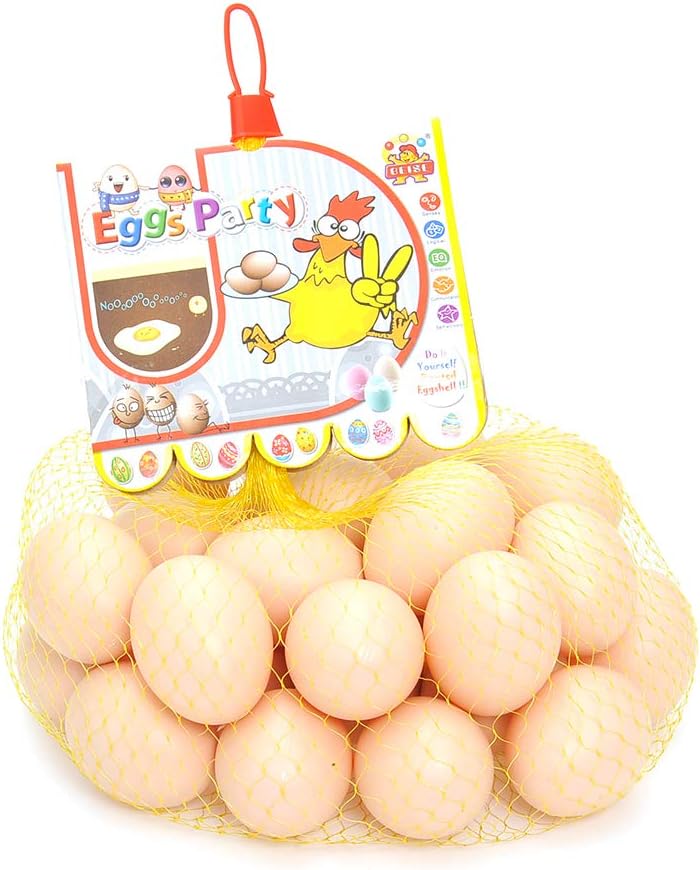 30 Pcs Plastic Eggs Toys, Toy Food DIY Easter Eggs, Real-Life Size Faux Pretend Play Food Play Kitchen Accessories, Realistic Chicken Eggs