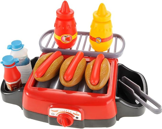 Hot Dog Roller Grill Play Set - Electric Stove Toy with Light & Sound | Pretend Play Kitchen Appliance for Kids | Fun Barbecue Food Toy for Toddlers