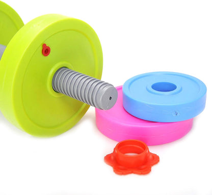Dumbbell Toy Kids Workout Weights Set, Toddler Toy Pretend Play Lifting, Fitness & Exercise Gym Equipment, Fill Weights with Water or Sand, Beach Toys