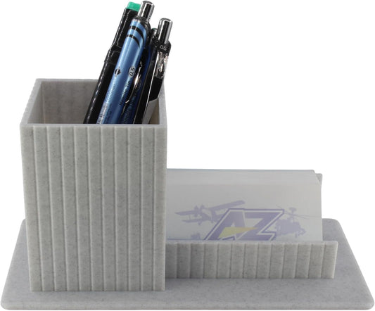 3D Printed Desk Organizer Pencil Holder with Business Card Stand, Marble – Pen Cup + Business Card Holder for Office, Reception, Teacher Gifts – Unique Marbled Look – Made in USA