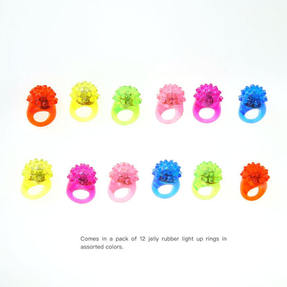 PowerTRC Flashing LED Light Up Jelly Rubber Rings Finger Toys for Kids