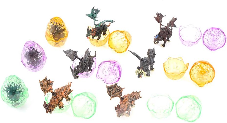 PowerTRC 12 Pack Deluxe 3D Dragon Action Figures in Jurassic-Inspired Hatching Eggs | Take Apart Puzzle Toy | Perfect for Kids' Party Favors and Bulk Toy Excitement!