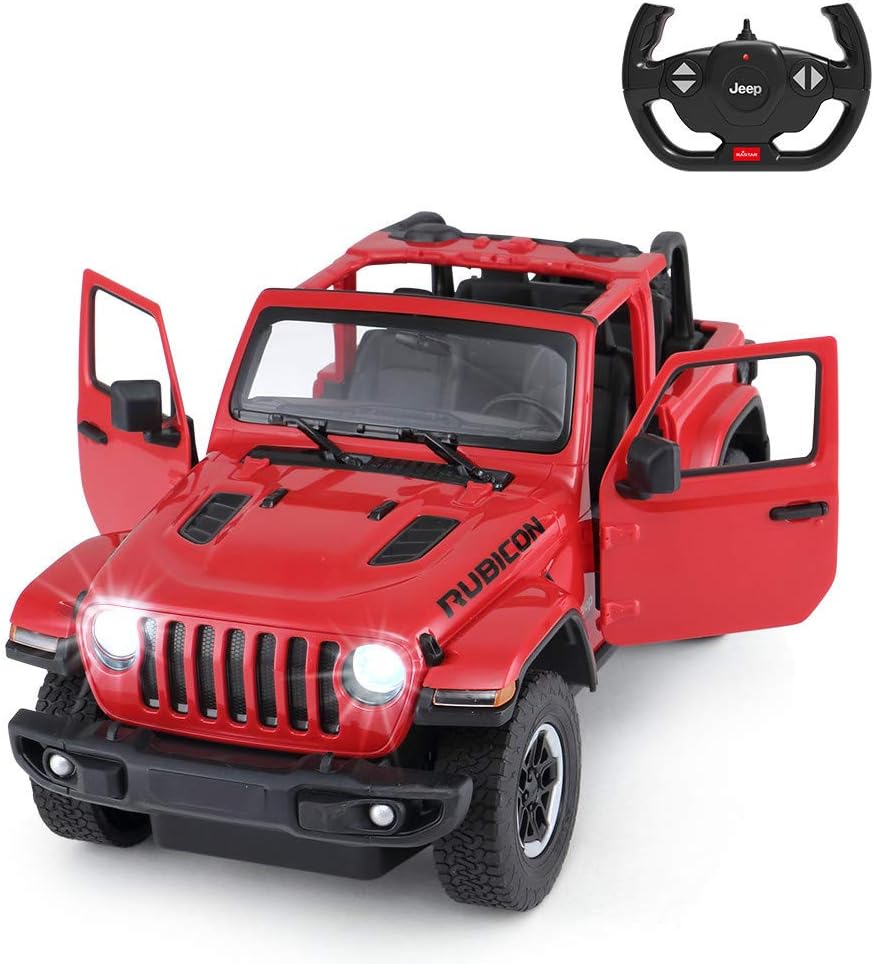 RASTAR Off-Road Remote Control Car, 1:14 Jeep Wrangler JL RC Off-Road Racing Vehicle Toy Car for Kids Adults, Spring Suspension/Door Open, 2.4Ghz RED