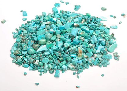 Crystals Gem Stones Decorative Rocks for Vase, Tumbled Turquoise Crystal Chips Bulk Healing Stones Fish Tank Gravel Filler Vase Filler Plants Decor 1 lb