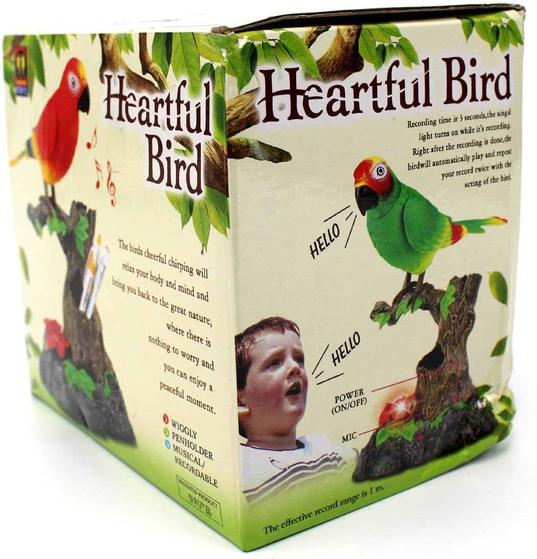 Talking Parrot Toy, Talking Bird Toy Electronic Animal Pets Home Office Decoration Sound Activated Kids Birthday Gift