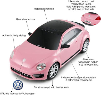 RASTAR Beetle Remote Control Car, 1:24 Scale Beetle RC Toy Car for Kids, Pink Beetle