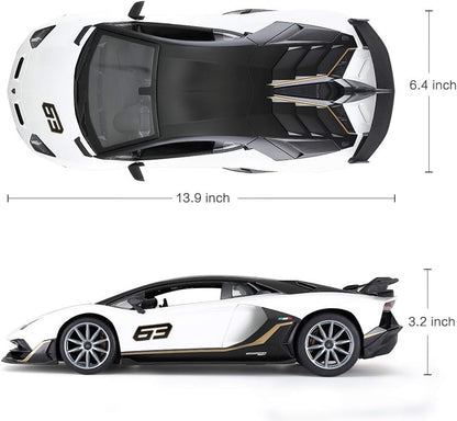 RASTAR Toy Lamborghini Car 1:14 Lamborghini Aventador SVJ Remote Control Model Car, Super RC Sport Racing Car for Kids Boys Gifts, 2.4GHz / White